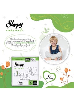 Sleepy Natural Size 6 , Newborn, 40 Count, 15-25Kg Hypoallergenic Baby Dry Diapers, Organic Cotton, Highly Absorbent, Bamboo Extract, 2X20 Ultimate Comfort And Dryness, 100% Leakage Protection  - Image 5