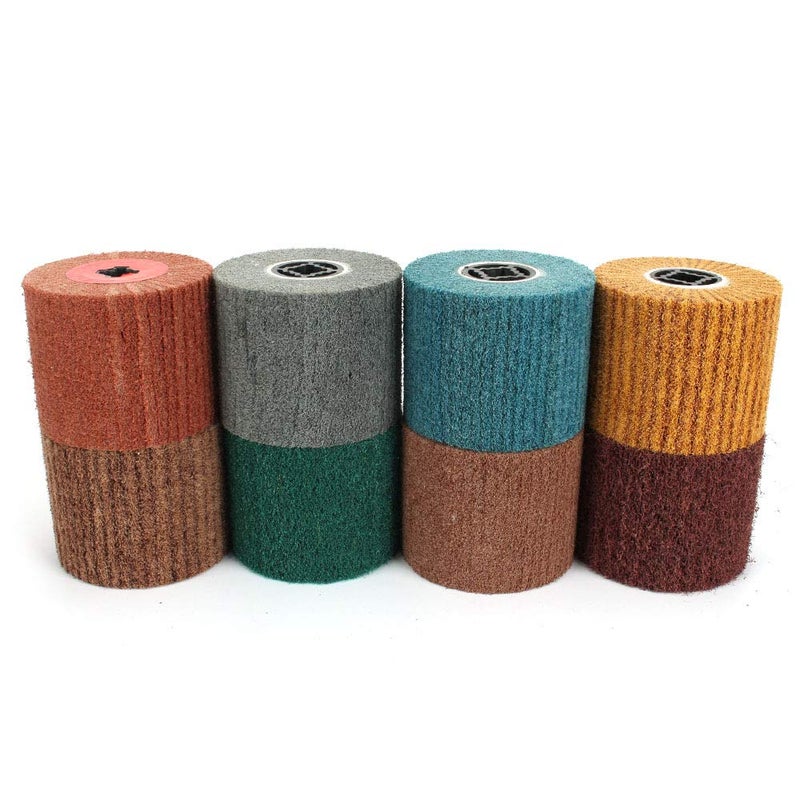 Baisiky 120x100x19mm Non-Woven Abrasive Wire Drawing Polishing Burnishing Wheel Flap Brush for Surface Treatment Stainless Steel, Aluminum, Copper, and More - 240 Grit - Image 5