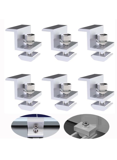 6Pcs Solar Panel Bracket, Photovoltaic Edge Clamp Holders, Adjustable Support for Roof Mounting, RV Boat Wall Caravans Yacht