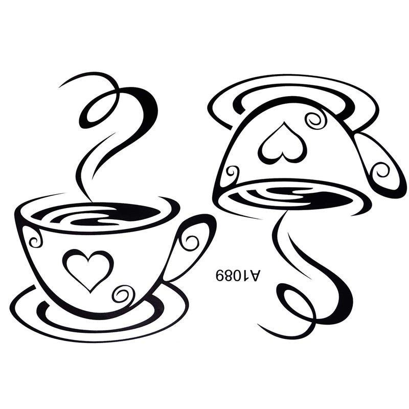 Honbay Stylish Coffee Cup Wall Sticker Art Decal Wallpaper for Home Restaurant Coffee House Wall Decoration