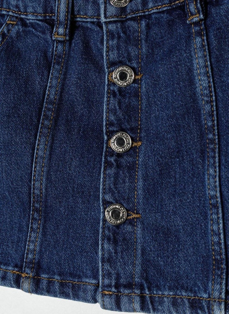 MINOTI Girls Denim Skirt with Button Front  - Image 3