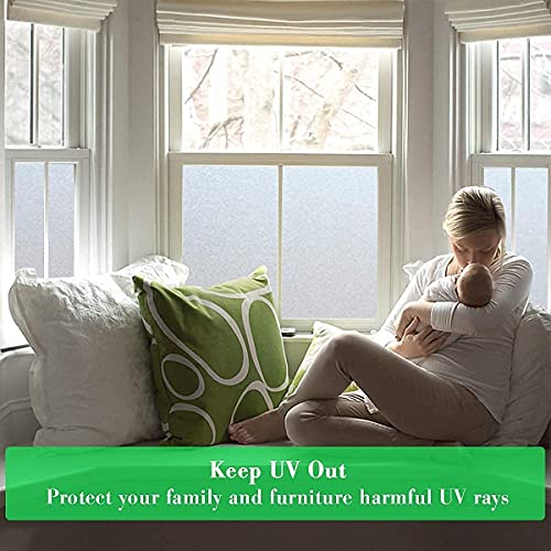 SIA VENDORS White Privacy Window Films, Opaque Frosted Glass Tint Static Cling Treatment Protects Home Security Without Blocking Daylight - Heat Control, UV Prevention ((24" by 48" INCHES)) - Image 4