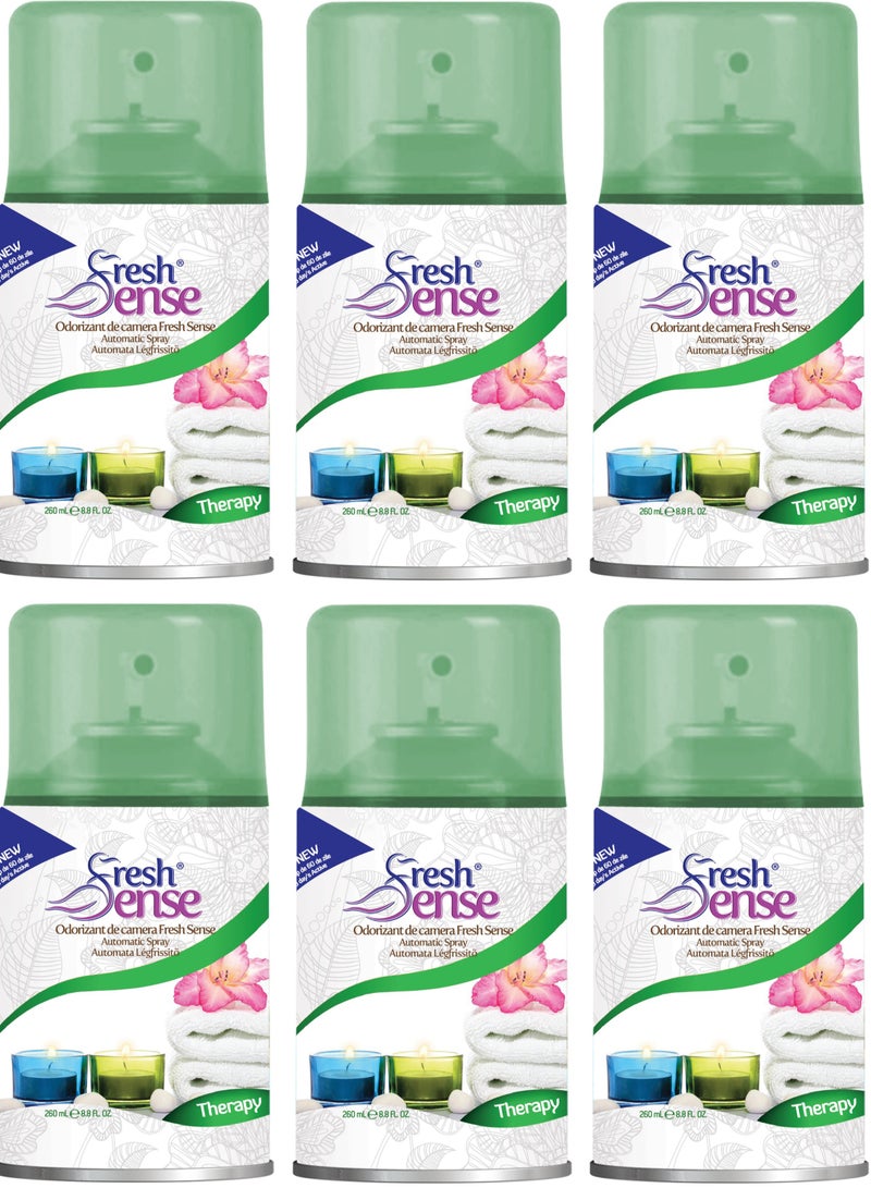 Fresh Sense THERAPY Refill - PACK of 6 x 260ml - Automatic Spray Auto Spray Air Freshener for Home Bathroom Toilet Office Neutralizes Bad Odors FRESH SENSE - Image 1