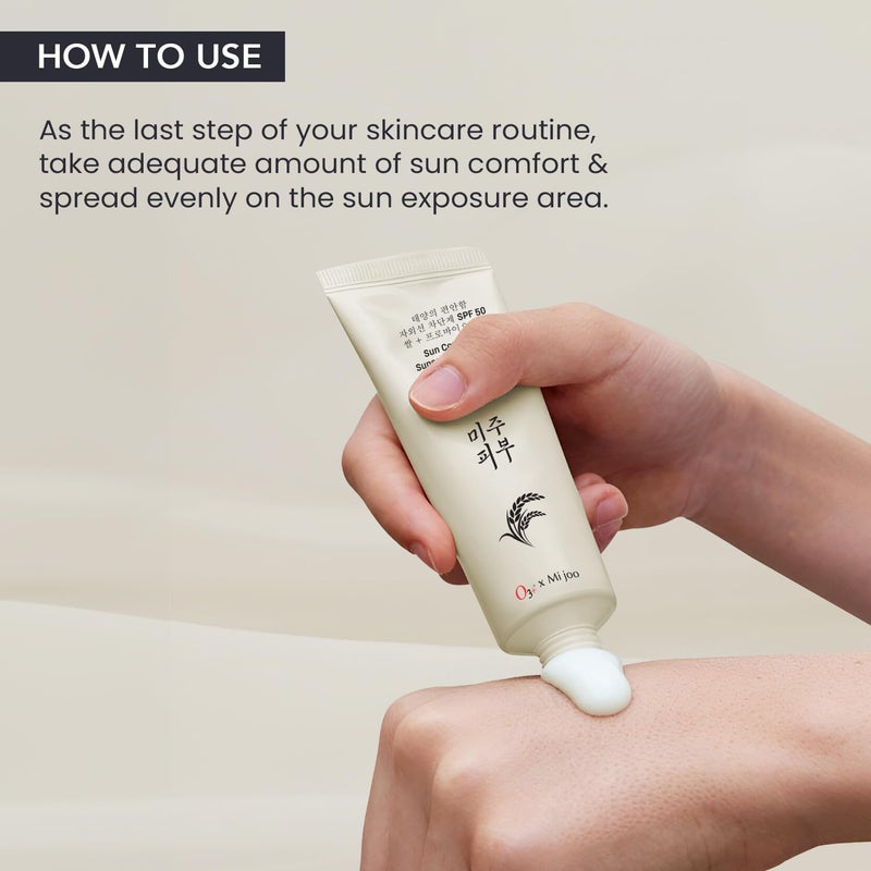 O3 Mijoo Korea Sun Comfort Lightweight Moisturising Sunscreen SPF 50 with Rice Probiotics 50g - Image 5