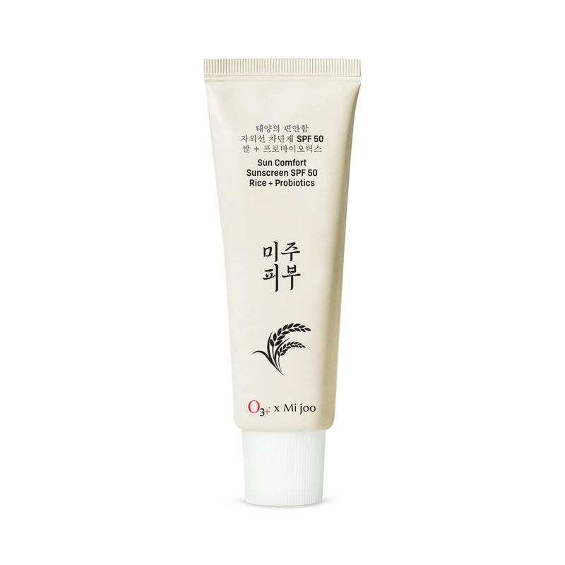 O3 Mijoo Korea Sun Comfort Lightweight Moisturising Sunscreen SPF 50 with Rice Probiotics 50g - Image 1