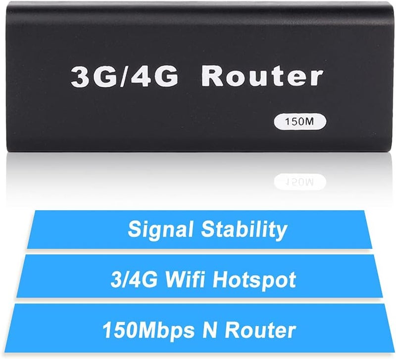 كلاراكو راوتر واي فاي صغير 3G/4G، نقطة اتصال لاسلكية، منفذ RJ45، منفذ Micro USB، محول بطاقة شبكة، مودم USB 3G لمعظم أجهزة الواي فاي المزودة بمنفذ USB - Image 3