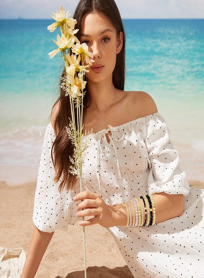 مجموعة أساور هيشي سيرفر (6-10 قطع) - أساور مطاطية ملونة مزينة بالخرز - أساور طينية قابلة للتكديس - هدايا حفلات بوهيمية - مناسبة لأسلوب Y2K - مستوحاة من موضة الأطفال - مناسبة لفصل الصيف - مجوهرات نسائية - Image 2