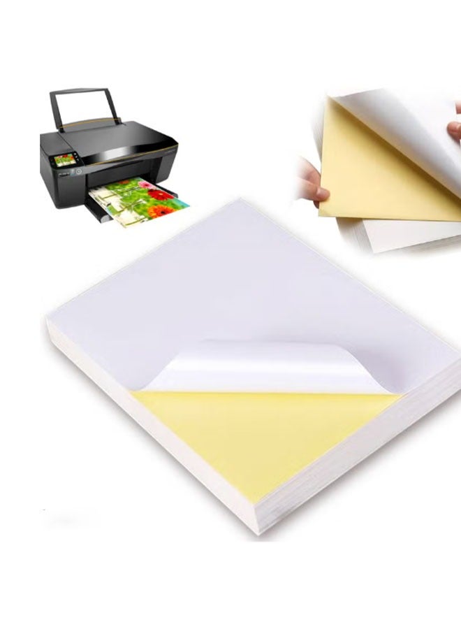 Premium A4 Glossy Sticker Paper (100 Sheets) - Waterproof & Durable Printable Stickers (Compatible with Inkjet & Laser Printers) - Image 1