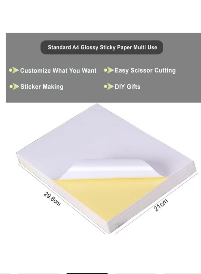 Premium A4 Glossy Sticker Paper (100 Sheets) - Waterproof & Durable Printable Stickers (Compatible with Inkjet & Laser Printers) - Image 2