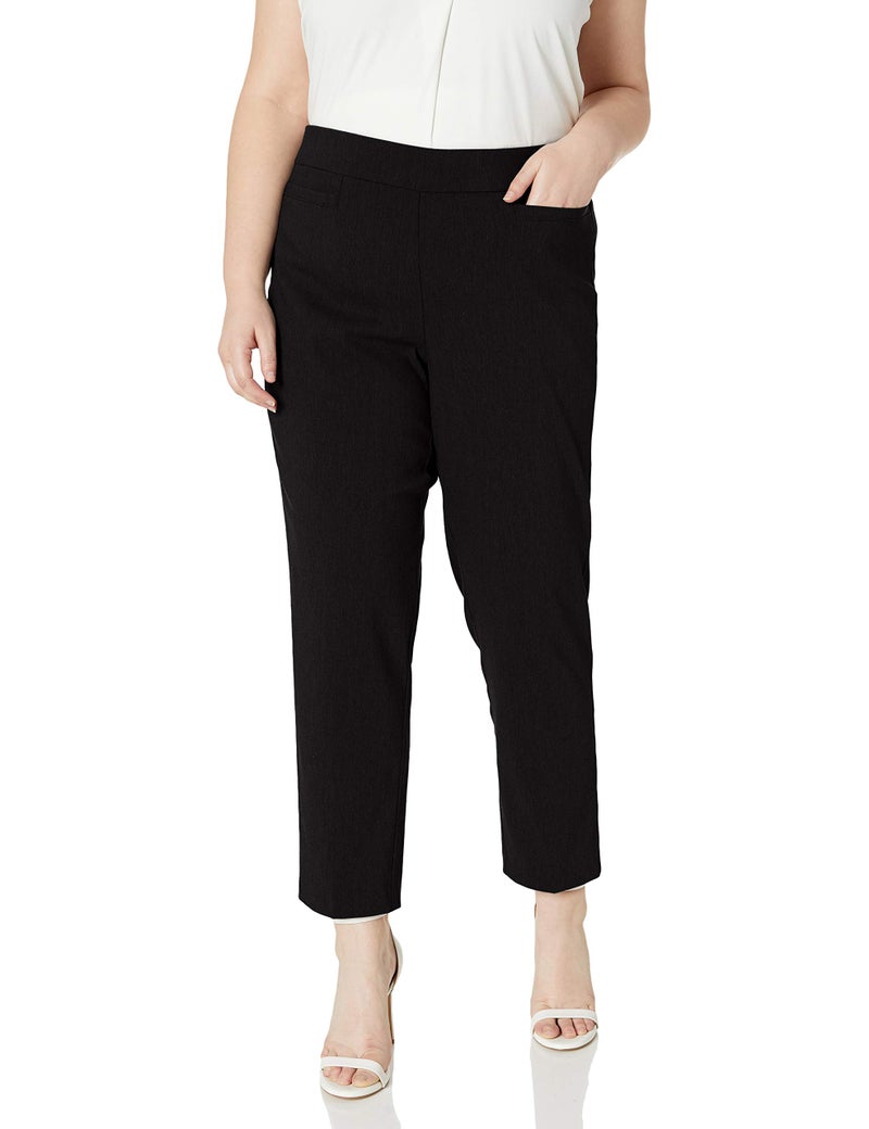 Alfred Dunner womens Allure Slimming Plus Size Stretch Modern Fit Pants Black 20 US