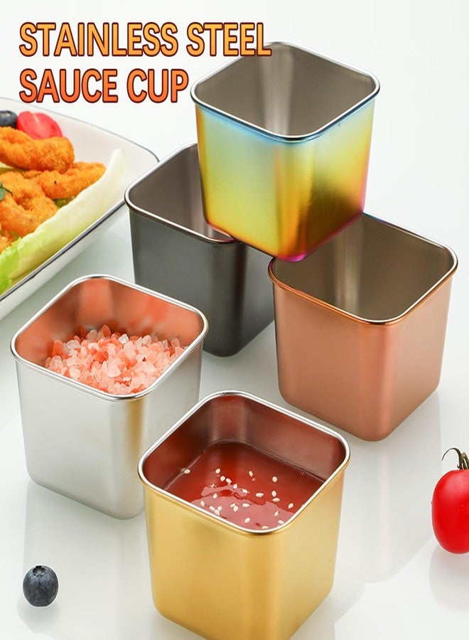 Joyeee Large Condiment Containers To Go, 5 Pcs 6.7 fl oz Square Spice Jar Kits with Silicone Lids, Individual Portion Cups, Leakproof Reusable Ideal for All Hot and Cold Sauces, Lunch Box, Work Trip - Image 2