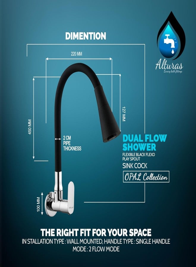 ALTURAS Dual Flow Black Kitchen Sink Cock with 360 Degree Swivel Spout | Kitchen Sink Tap | Kitchen Faucet | Tap for Kitchen (Opal) - Image 5