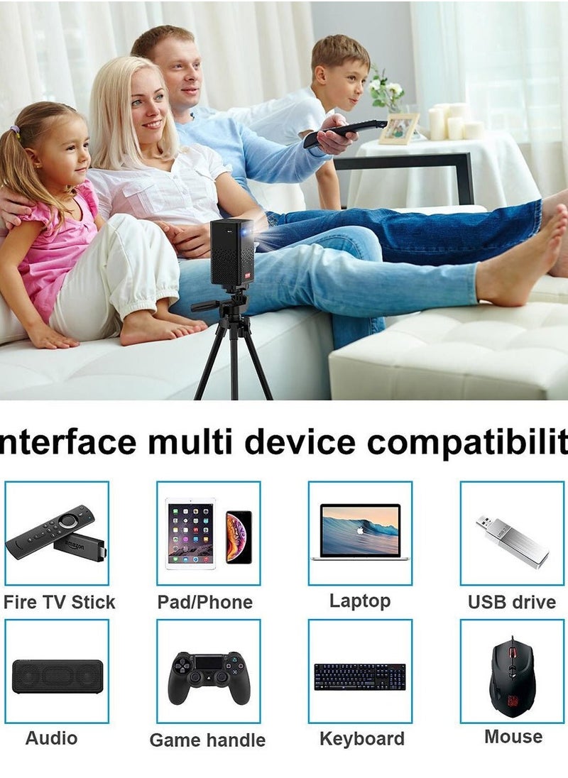 Crony C900 upright Projector with Bluetooth speaker Smart DLP Projector  Bluetooth 5.0 1080P Supported Wireless Mirroring Built-in Battery Mini Projector, Full HD 1080P Video Projector, Portable Outdoor Projector with Tripod, Kids Gift, Home Theater Movie Phone Projector Compatible  - Image 5