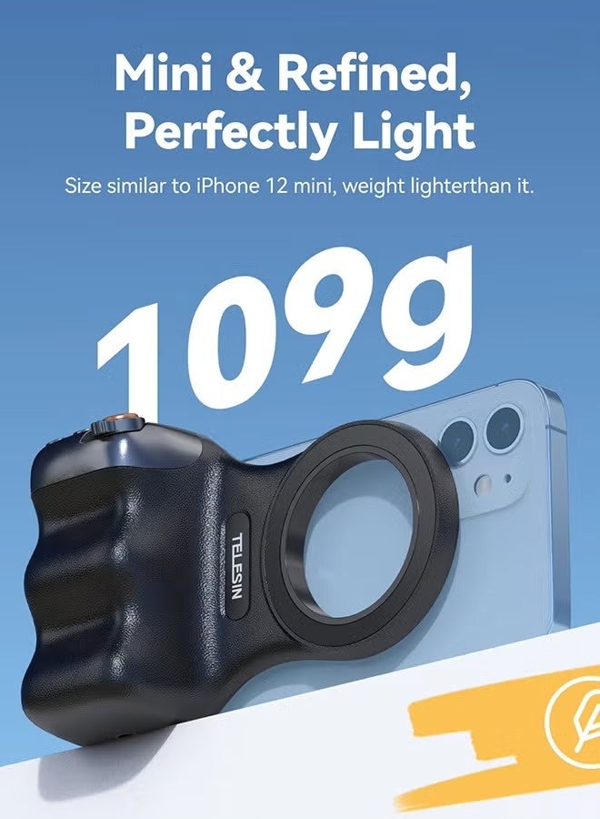 تيليسن TELESIN Fun Shot Magnetic Phone Camera Grip + C03 Magnetic Selfie Light Creator Kit متوافق مع iPhone Magsafe و Android ، مجموعة حزمة للصور الشخصية / التصوير الفوتوغرافي / TikTok / مكالمات التكبير / الفيديو (الأسود) - Image 4
