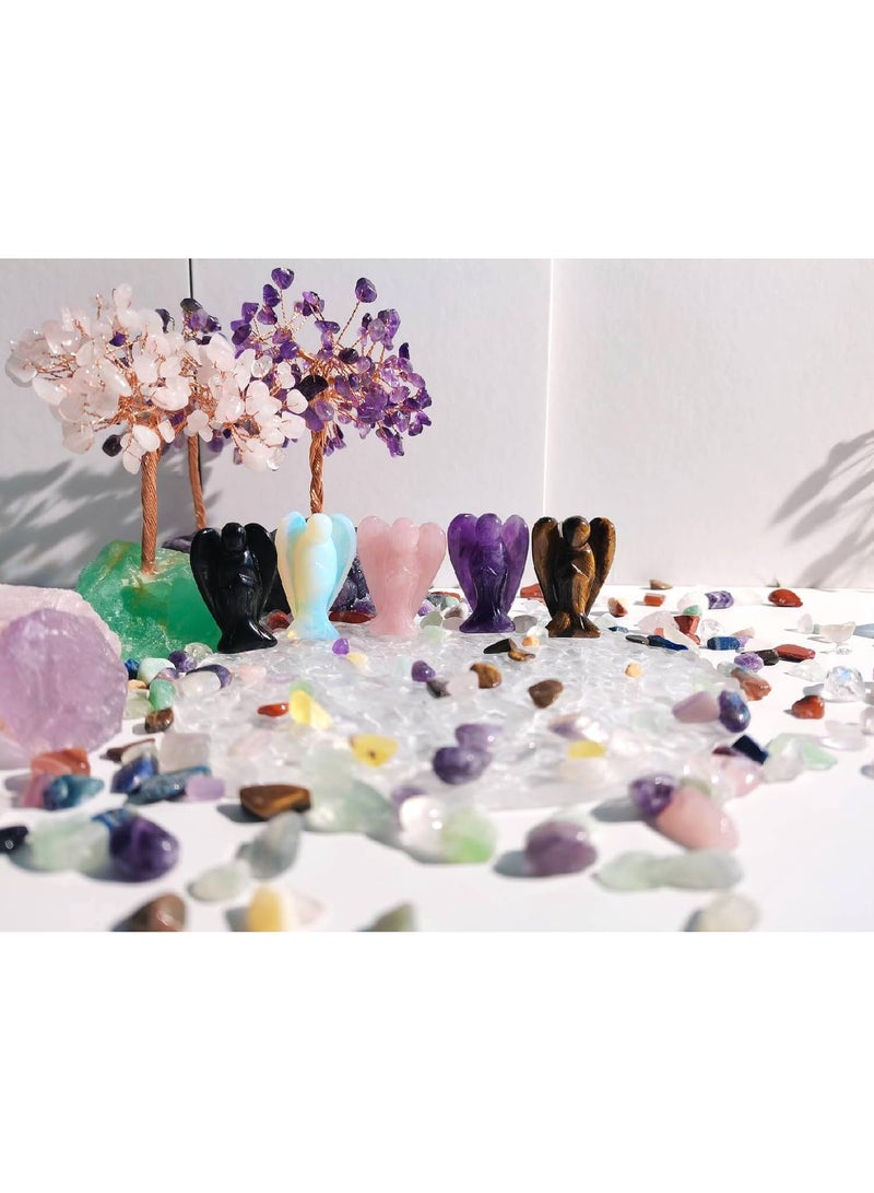 SYOSI 5PCS Crystal Decor Figurines 1.5Amethyst Rose Quartz Opal Black Obsidian Tiger Eye Polished Stones Statue Cute Carved Gemstone Room Office Desk Guardian Home Reiki Pocket - Image 4