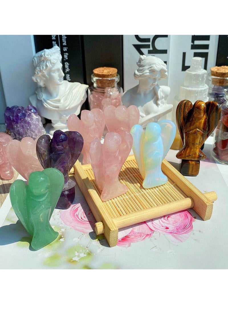 SYOSI 5PCS Crystal Decor Figurines 1.5Amethyst Rose Quartz Opal Black Obsidian Tiger Eye Polished Stones Statue Cute Carved Gemstone Room Office Desk Guardian Home Reiki Pocket - Image 5