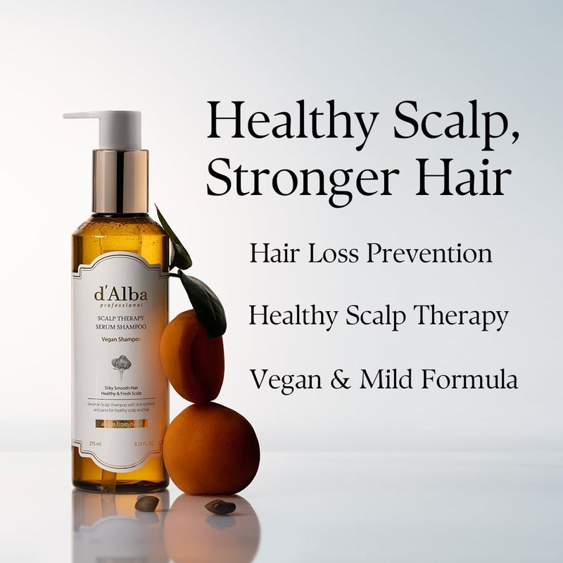 d'alba Piedmont Professional Repairing Scalp Therapy Serum Shampoo 275ml, Mild and Vegan Formula, Gentle Hair and Scap Treatment - Image 3