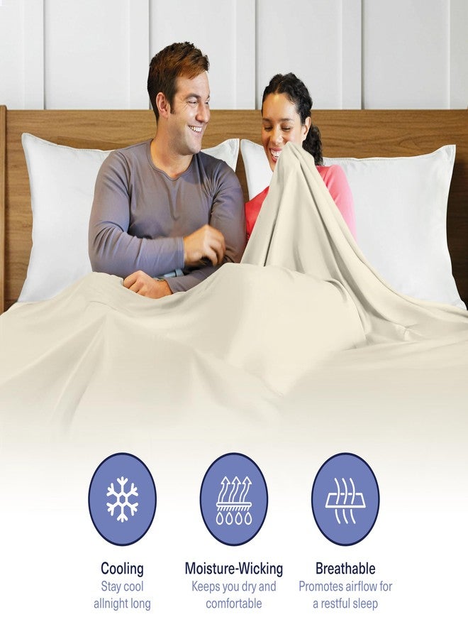 Kickoff Home Kickoff Viscose Bamboo Flat Sheet Only King Size, 100% Organic Cool Bed Sheets King Size Flat Sheet Only, Top Extra Wide, Viscose Bamboo Cooling Sheets for Hot Sleepers (K, Buttercream) - Image 5