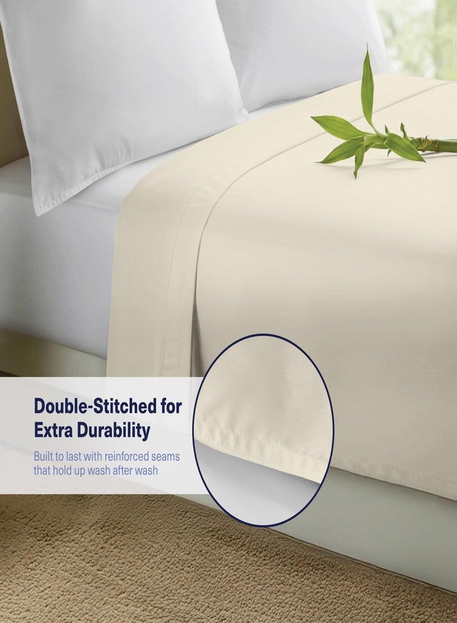 Kickoff Home Kickoff Viscose Bamboo Flat Sheet Only King Size, 100% Organic Cool Bed Sheets King Size Flat Sheet Only, Top Extra Wide, Viscose Bamboo Cooling Sheets for Hot Sleepers (K, Buttercream) - Image 4