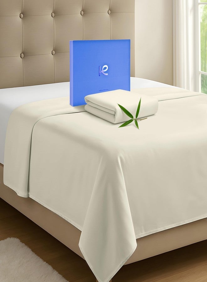 Kickoff Home Kickoff Viscose Bamboo Flat Sheet Only King Size, 100% Organic Cool Bed Sheets King Size Flat Sheet Only, Top Extra Wide, Viscose Bamboo Cooling Sheets for Hot Sleepers (K, Buttercream) - Image 1
