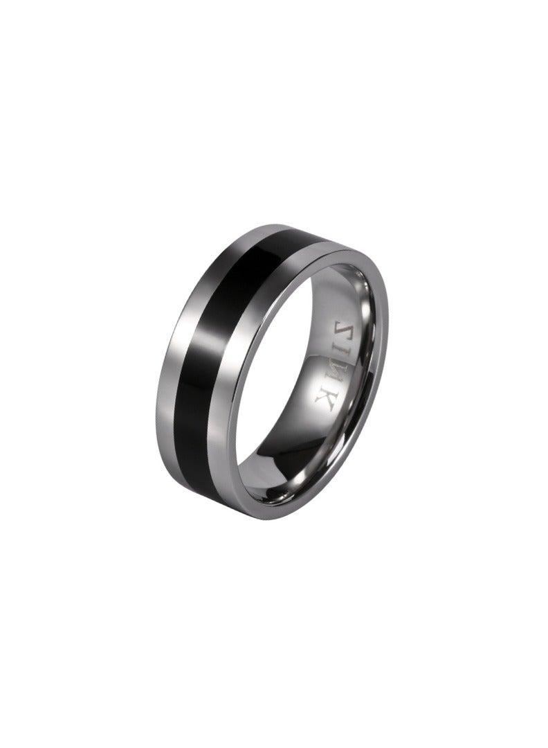 ZINK Men's Silver & Black Stainless Steel Ring | ZJRG002SPB-21 - Image 1