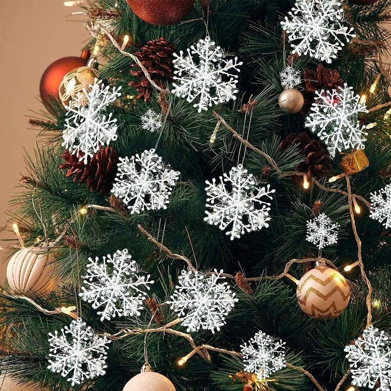 Brown Leaf Merry Christmas Glitter Small 2 Inches Snowflake Ornaments for Christmas Xmas Tree Decoration IndoorOutdoor Party Decoration Pack of 6 - Image 1