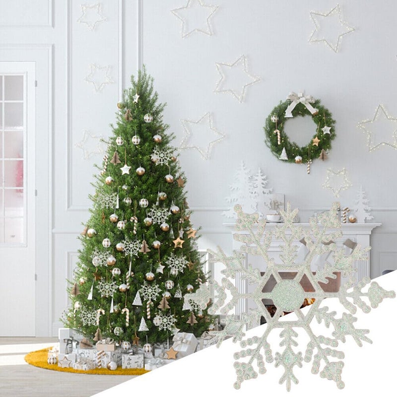Brown Leaf Merry Christmas Glitter Small 2 Inches Snowflake Ornaments for Christmas Xmas Tree Decoration IndoorOutdoor Party Decoration Pack of 6 - Image 5