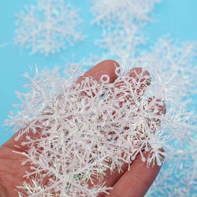 Brown Leaf Merry Christmas Glitter Small 2 Inches Snowflake Ornaments for Christmas Xmas Tree Decoration IndoorOutdoor Party Decoration Pack of 6 - Image 3