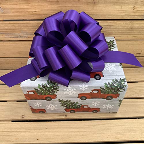 GiftWrap Etc Large Purple Ribbon Pull Bows - 9" Wide, Set of 6, Halloween, Christmas, Valentine's Day, Mardi Gras, Easter, Spring, Big Bows for Gifts, Gift Basket, Cancer Awareness - Image 4