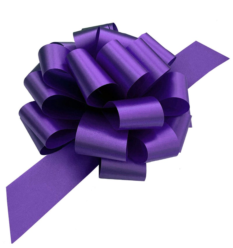 GiftWrap Etc Large Purple Ribbon Pull Bows - 9" Wide, Set of 6, Halloween, Christmas, Valentine's Day, Mardi Gras, Easter, Spring, Big Bows for Gifts, Gift Basket, Cancer Awareness - Image 1