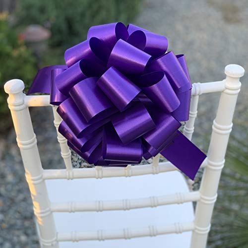 GiftWrap Etc Large Purple Ribbon Pull Bows - 9" Wide, Set of 6, Halloween, Christmas, Valentine's Day, Mardi Gras, Easter, Spring, Big Bows for Gifts, Gift Basket, Cancer Awareness - Image 2