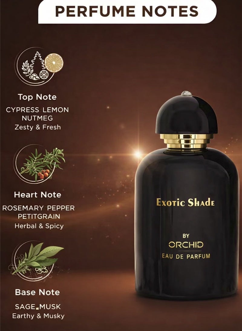 Orchid Exotic Shade Pour Homme Eau de Parfum 100ml for Men | Fresh Spicy Woody Fragrance with Cypress, Lemon & Nutmeg | Long Lasting Masculine Scent - Image 2