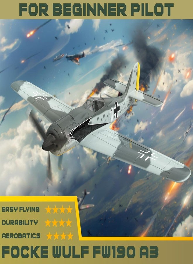 ANBURI RC Plane 4 Channel RC Airplane FW190 Ready to Fly with Upgraded Xpilot Stabilization System & One Key Aerobatic, Remote Control Airplanes for Beginners Adult - Image 2