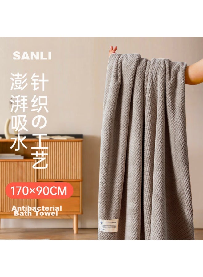 Sanli Extra Large 7a Antibacterial Bath Towel, Class A Absorbent Quick-drying Adult Men And Women Wrap Towel, 90*180cm, 460g Sky Gray - Image 1