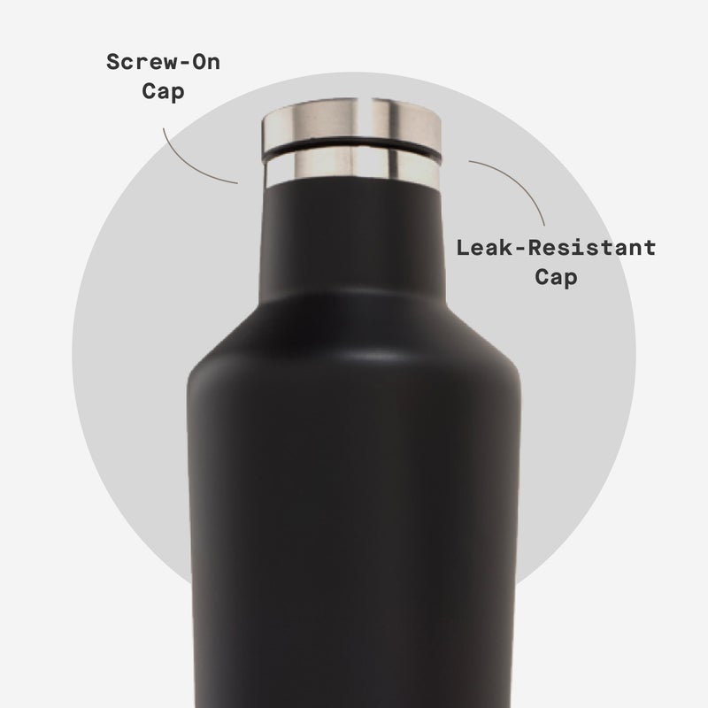 Corkcicle Classic Canteen Insulated Water Bottle - Stainless Steel Reusable Tumbler - Triple Insulated - Keeps Drinks Cold 25 Hours or Hot 12 Hours - Cupholder Friendly - Black - 25 oz - Image 5