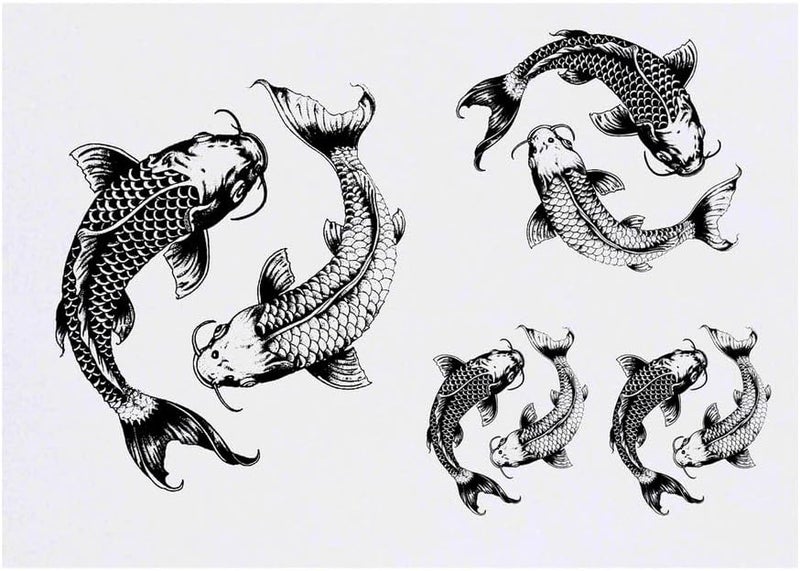4 x Couple of Koi Fish Temporary Tattoos Water Resistant SkinSafe NonToxic Transfers Mixed Sizes TO00076320