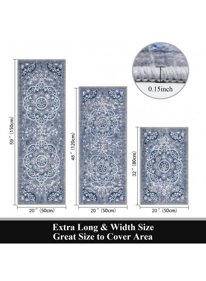 Ileading Boho Kitchen Rugs Sets 3 Piece with Runner Floral Kitchen Floor Mat Carpet Farmhouse Kitchen Rugs and Mats Non Skid Washable Runner Rug for Kitchen Floor Office Sink Laundry - Image 1