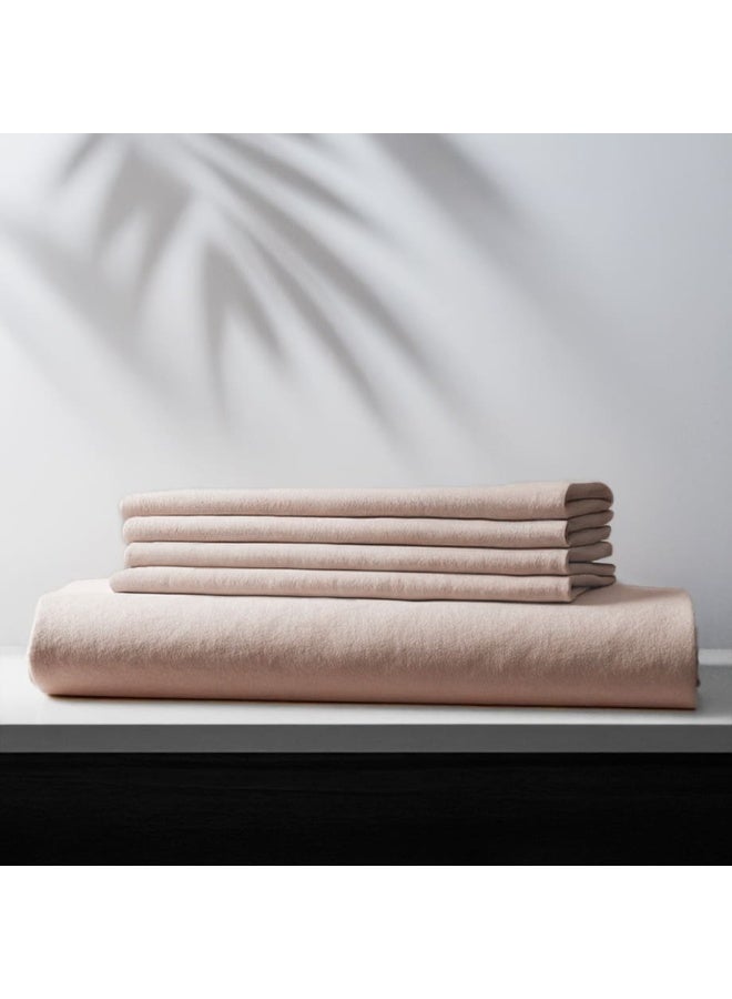 Amreya Linens Bed Sheets Sets Plain Fitted Bedsheet Set (160×200*25) Double 5 pieces  Includes 1 Fitted Sheet and 4 Pillowcases  Color caffee 4 pillow cover 50*70 - Image 1
