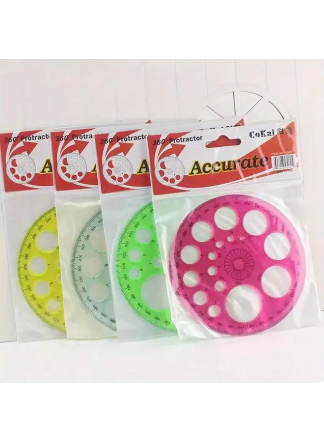 Transparent White 360 Degree Round Ruler For Office School Drafting And Design Projects - Image 2