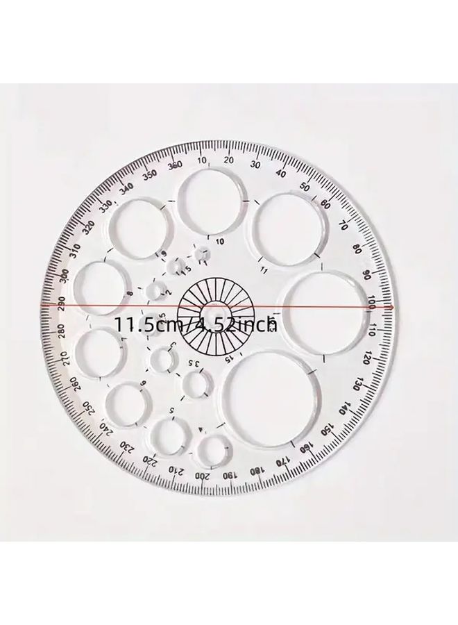 Transparent White 360 Degree Round Ruler For Office School Drafting And Design Projects - Image 1