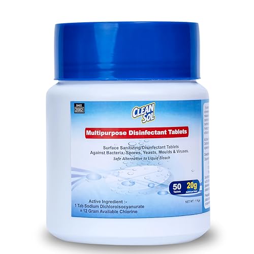 Cleansol Chlorine Surface Disinfectant Tablets – 50 Count (1 kg) | Powerful Hard-Surface Sanitizer for Floors, Tiles & Kitchen - Image 1