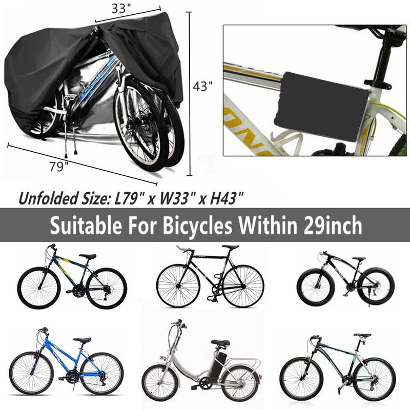 YOTOM Bike Covers for 2 or 3 Bikes, 2XL Size Outdoor Waterproof & Anti-UV Bicycle Covers with Lock Hole for Mountain Road Electric Bikes - Image 5
