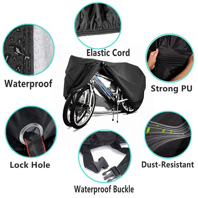 YOTOM Bike Covers for 2 or 3 Bikes, 2XL Size Outdoor Waterproof & Anti-UV Bicycle Covers with Lock Hole for Mountain Road Electric Bikes - Image 2