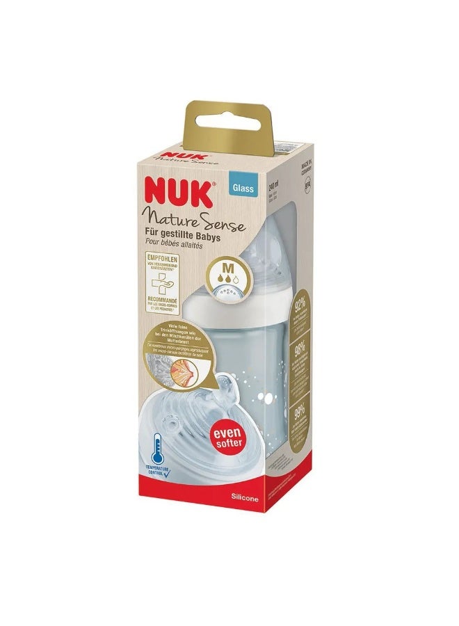 نوك رضاعة زجاجية من نيوك  مع مؤشر للتحكم بالحرارة - 240 مل (حلمة سيليكون مقاس M) - Image 1