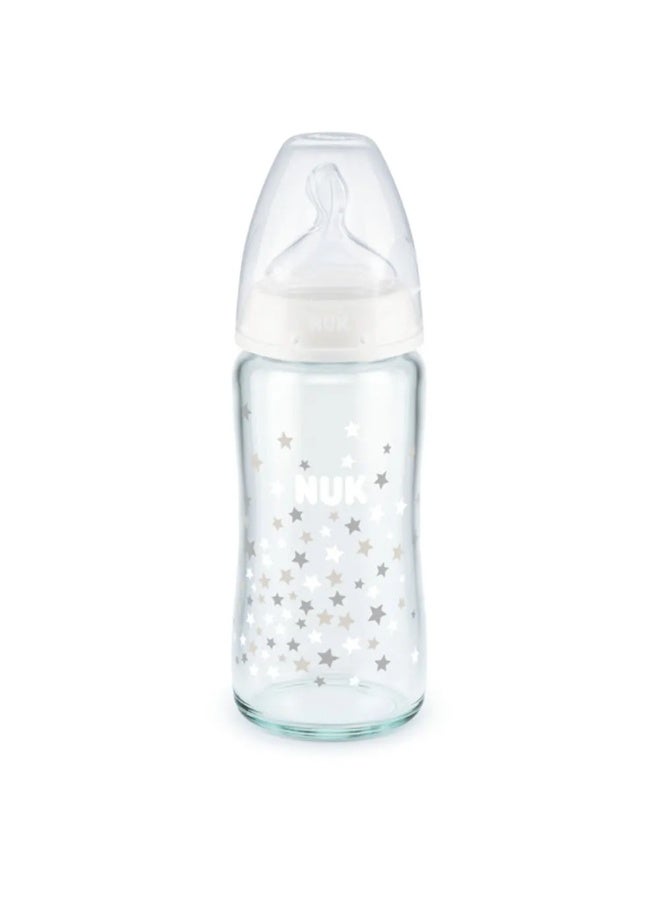نوك رضاعة زجاجية من نيوك  مع مؤشر للتحكم بالحرارة - 240 مل (حلمة سيليكون مقاس M) - Image 2