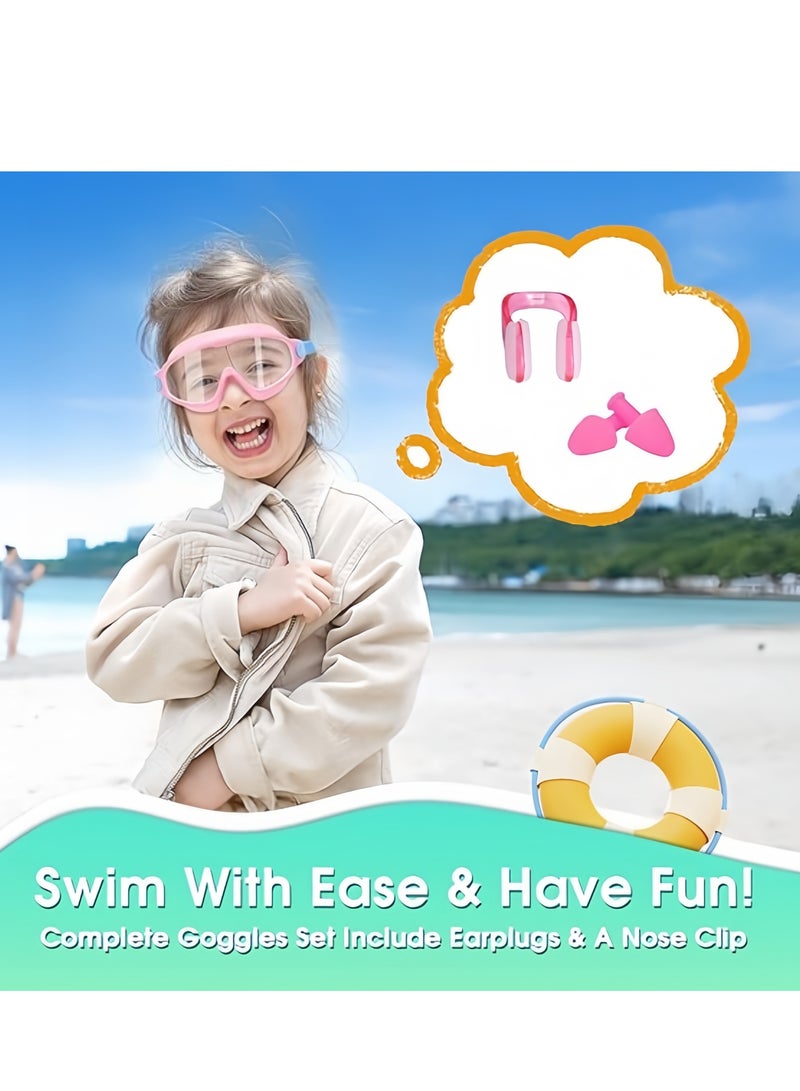BESTPEAK 2 Pack Kids Swimming Goggles, Anti-Fog Swimming Goggles for Toddler Girls Boys 3-15 Years Old, Anti-Fog Swimming Goggles - Swimming Goggles Set with Earplugs, Anti-Fog, Anti-UV, Waterproof, 180° Wide Field of View, Clear View Pool Swimming Goggles, Waterproof Swimming Goggles, Effectively Block UV Rays  - Image 4