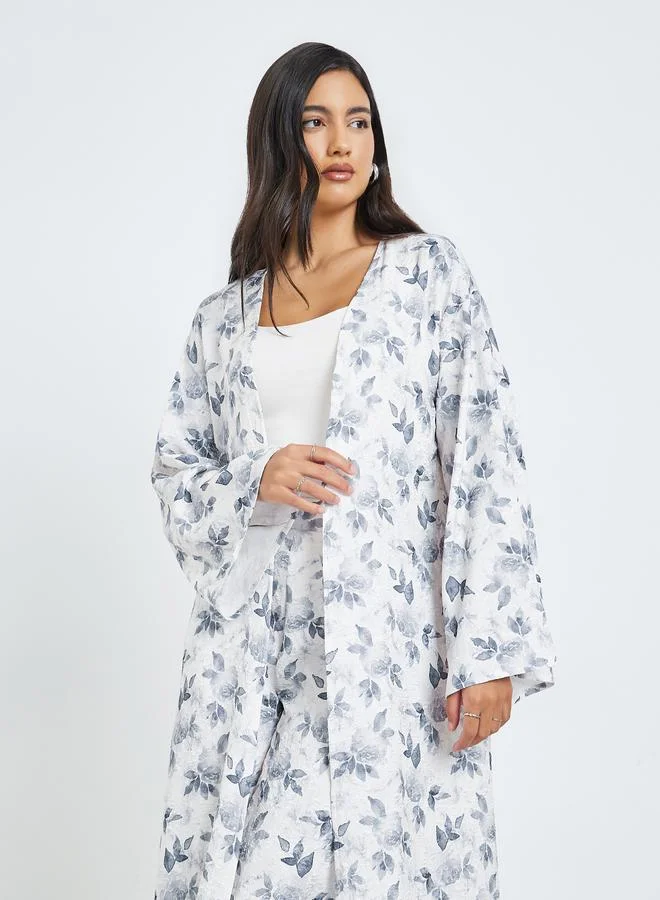 Styli Floral Print Kimono and Trousers Set Co-ords