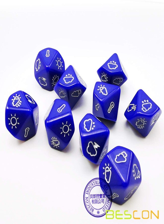 Bescon's Emotion, Weather and Direction Dice Set, 3 Piece Proprietary Polyhedral RPG Dice Set in Blue, Green, Yellow - Image 4