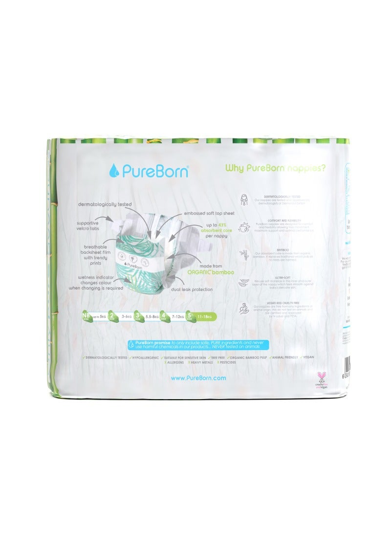 PureBorn Eco Organic Bamboo Size 5 Nappies 11-18kg Hypoallergenic And Chemical-Free Comfort 22 Diapers  - Image 2