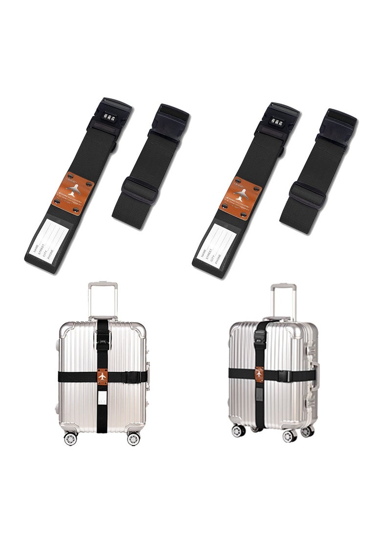 SYOSI 2 Pack Luggage Straps for Suitcases Packing Straps Travel Accessories Adjustable Suitcase Belts Travel Accessories for Safely Closing the Suitcases While Travelling and Marking Luggage Black - Image 2